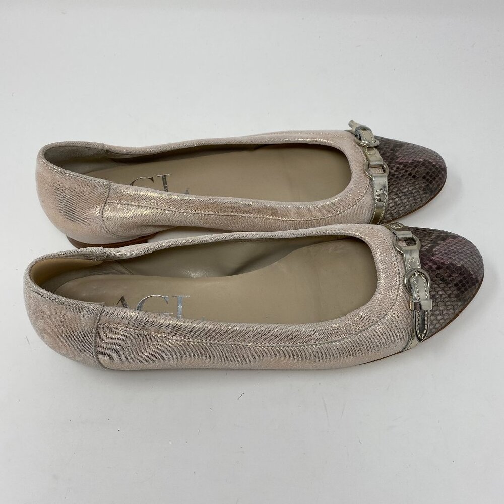 agl attilio giusti leombruni pink metallic slip on leather cap toe flats